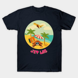 Funny sloth lying jet lagged on the beach T-Shirt